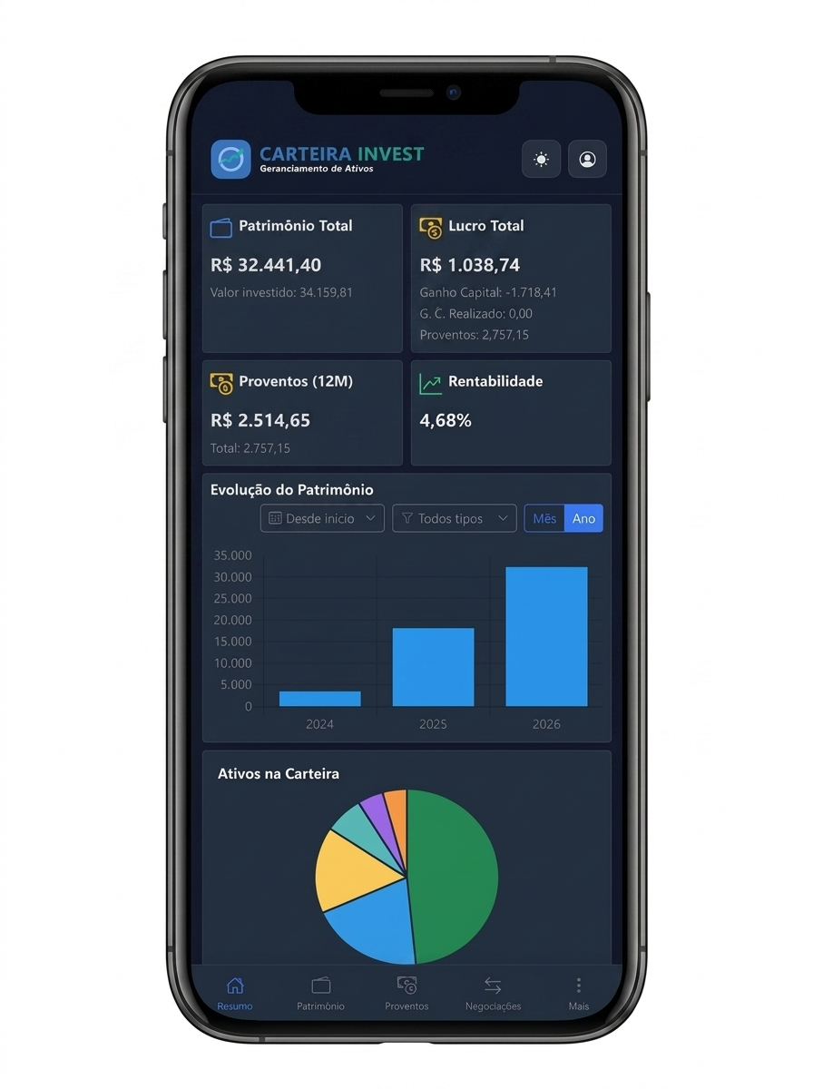 Tela do app Carteira Invest
